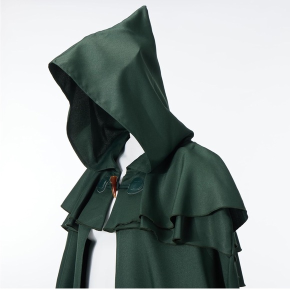 Unisex Dark Green Hooded Cloak - Picture 6 of 11